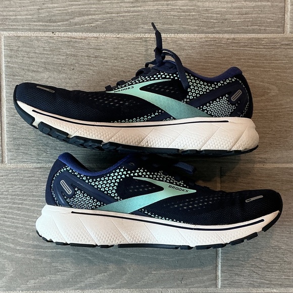 Brooks Ghost 14 Navy and Aqua Running Shoes Women’s Sz 8D Wide #1203561D446 - Picture 6 of 7